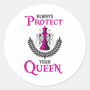 Pegatina Redonda Chess Queen Chess Board Checkmate Board Gratifican