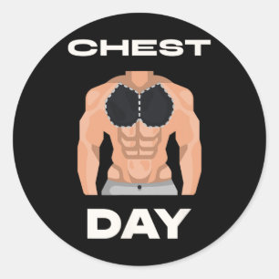 Pegatina Redonda Chest Day Bench Press Pecs Bodybuilding