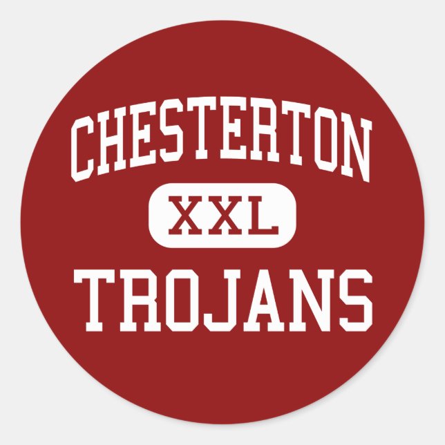 Pegatina Redonda Chesterton - Trojans - High - Chesterton Indiana (Anverso)