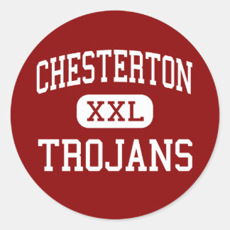Pegatina Redonda Chesterton - Trojans - High - Chesterton Indiana