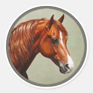 Pegatina Redonda Chestnut Morgan Horse