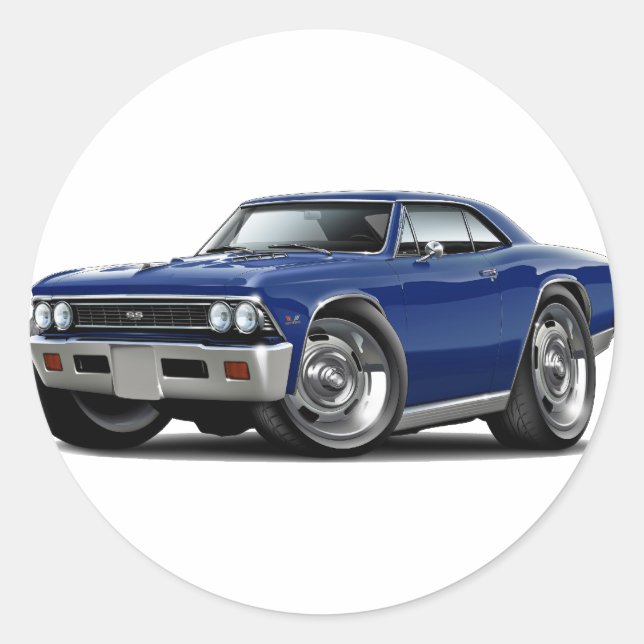 Pegatina Redonda Chevelle Blue Car 1966 (Anverso)