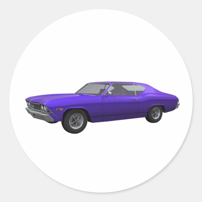 Pegatina Redonda Chevelle SS de 1968: acabado morado (Anverso)