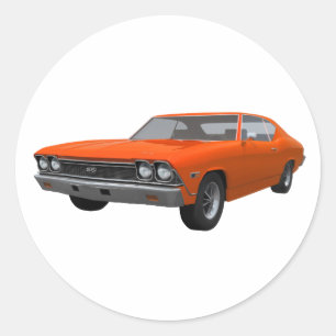 Pegatina Redonda Chevelle SS de 1968: Fin Naranja