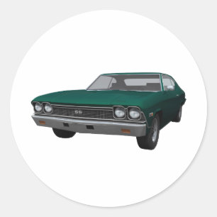 Pegatina Redonda Chevelle SS de 1968: Fin verde