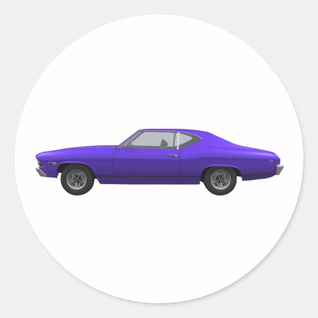 Pegatina Redonda Chevelle SS de 1969: acabado morado (Anverso)