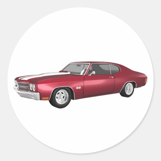 Pegatina Redonda Chevelle SS de 1970: Candy Apple Finish: (Anverso)