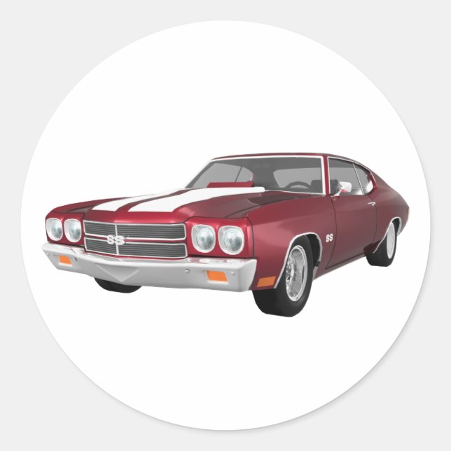 Pegatina Redonda Chevelle SS de 1970: Candy Apple Finish: (Anverso)