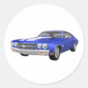 Pegatina Redonda Chevelle SS de 1970: Fin azul: