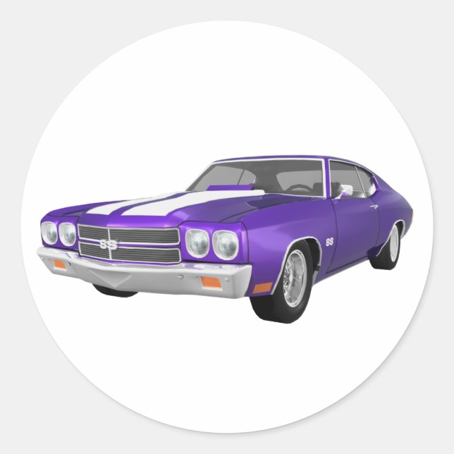 Pegatina Redonda Chevelle SS de 1970: Purple Finish: (Anverso)