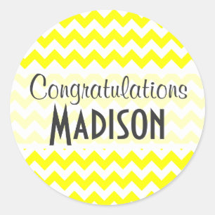 Pegatina Redonda Chevron amarillo eléctrico