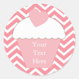 Pegatina Redonda Chevron de pastel rosa