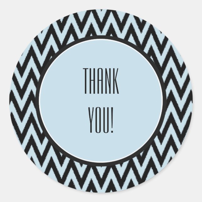 Pegatina Redonda Chevron negro azul (Anverso)