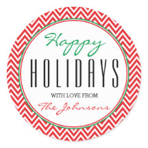 Chevron rojo y blanco "Felices Fiestas" navidades