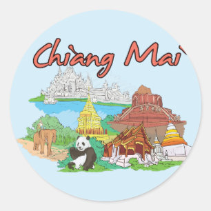 Pegatina Redonda Chiang Mai, Tailandia