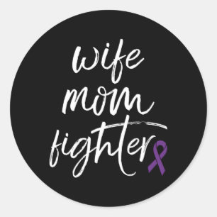 Pegatina Redonda Chiari Malformation Awareness Ribbon Mom Fighter
