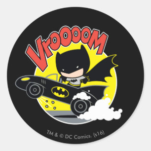 Pegatina Redonda Chibi Batman In The Batmobile