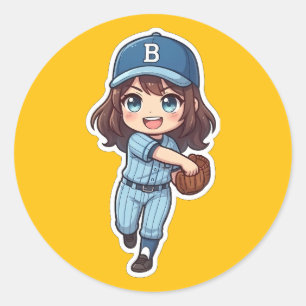 Pegatina Redonda Chibi Béisbol Edición 2026 - Fielder The Cannon