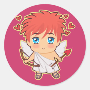Pegatina Redonda Chibi Cupid