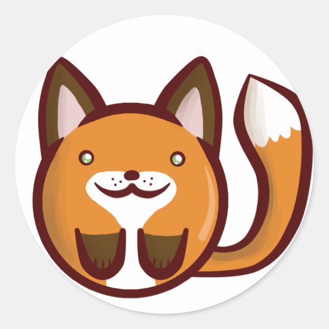 Pegatina Redonda Chibi Fox (Anverso)