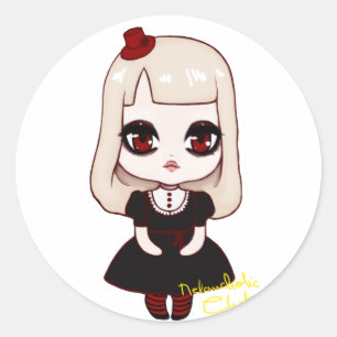 Pegatina Redonda Chibi gótico loli
