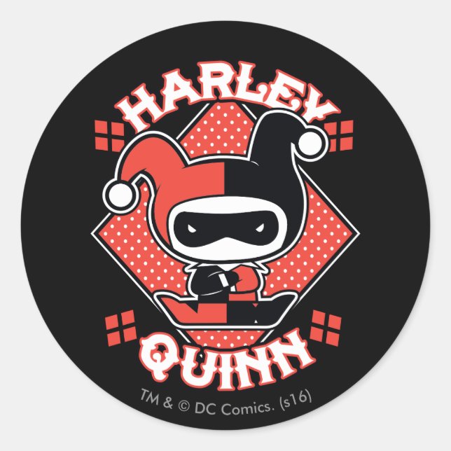 Pegatina Redonda Chibi Harley Quinn Splits (Anverso)
