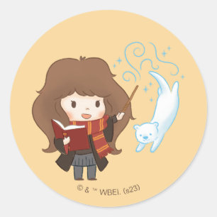 Pegatina Redonda Chibi Hermione Granger Patronus