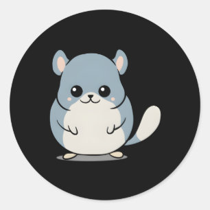 Pegatina Redonda Chibi Kawaii Chinchilla Vida Silvestre Rodent Anim