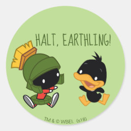 Pegatina Redonda Chibi MARVIN THE MARTIAN™ Y DAFFY DUCK™