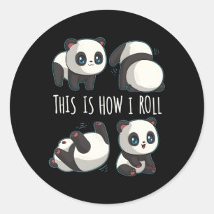 Pegatina Redonda Chibi Panda Para Oso Pequeño Panda Panda