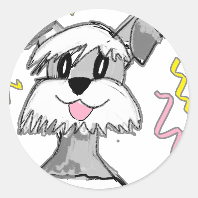 Pegatina Redonda Chibi Schnauzer (Anverso)