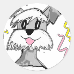 Pegatina Redonda Chibi Schnauzer