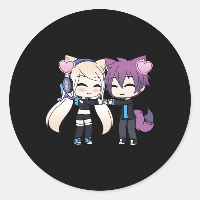 Pegatina Redonda Chibi Style Kawaii Anime Y He (Anverso)