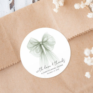 Pegatina Redonda Chic Agradecimiento de Ducha Nupcial Acuarela Cint