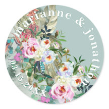 Chic Aquamarine Lush Floral Acuarela