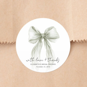 Pegatina Redonda Chic Arco Iris Verde Agua Bridal Shower Agradecimi