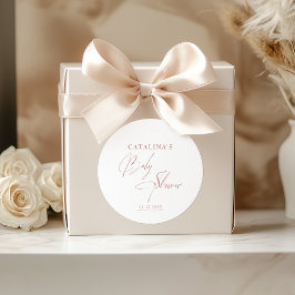 Pegatina Redonda Chic Baby Shower Guión Rosa Dorado