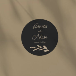 Pegatina Redonda Chic Black & Gold Wedding