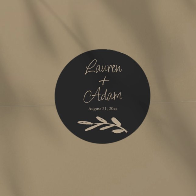 Pegatina Redonda Chic Black & Gold Wedding (Subido por el creador)