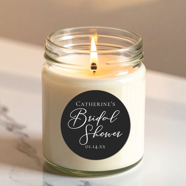 Pegatina Redonda Chic Black White Bridal Shower Personalized (Subido por el creador)
