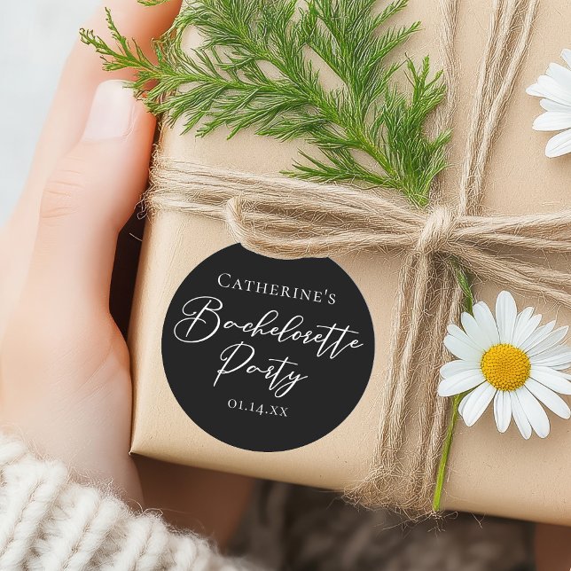 Pegatina Redonda Chic Black White Minimalist Bachelorette Party (Subido por el creador)