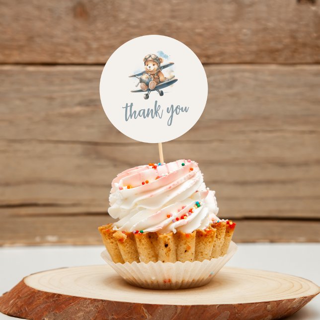 Pegatina Redonda Chic Blue Teddy Bear Boy Baby Shower (Subido por el creador)