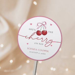 Pegatina Redonda Chic Coquette Cherry on Top Despedida de Soltera