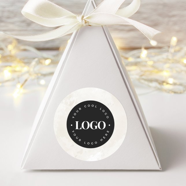 Pegatina Redonda Chic Crema Mármol Tu Logo Personalizado Aquí Negoc (Subido por el creador)