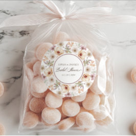 Pegatina Redonda Chic Floral Aquarela Despedida de Soltera