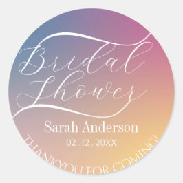 Pegatina Redonda Chic Gradiente Morado Moderno Tinte de Boda