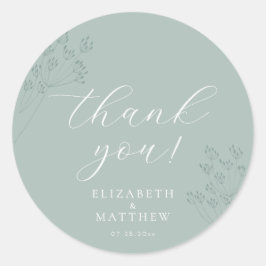 Pegatina Redonda Chic Green Wedding | Boho Thank You Sticker