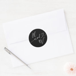Pegatina Redonda Chic Heart Initials Wedding Label Invitation Seals