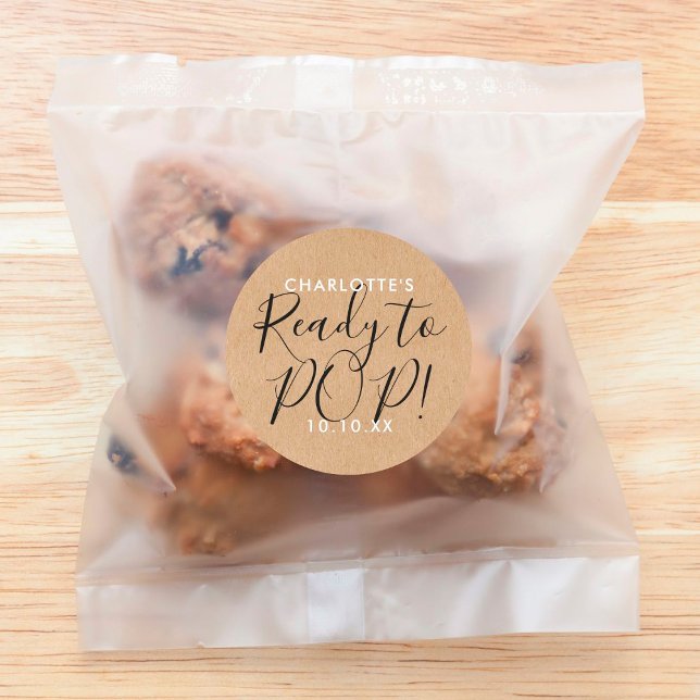 Pegatina Redonda Chic listo para reventar ducha de bebé Escritura K (Subido por el creador)