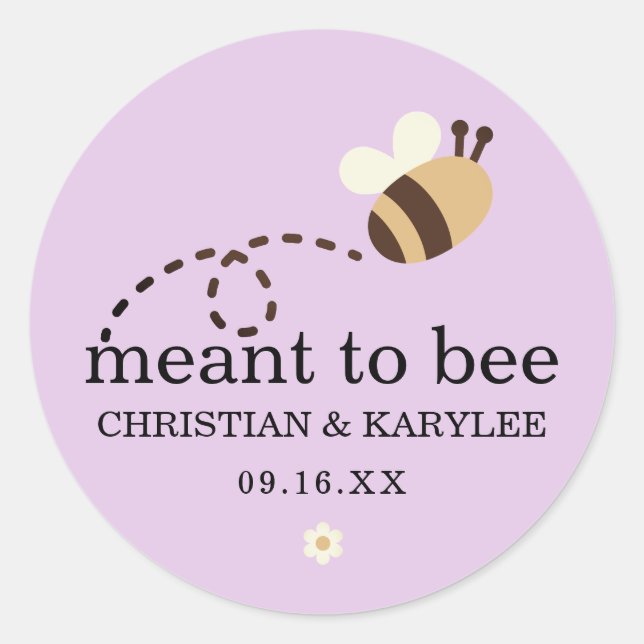 Pegatina Redonda Chic Meant To Bee Boda (Anverso)